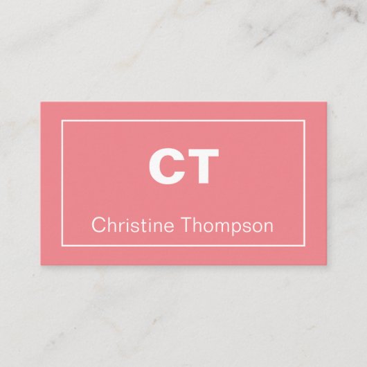 ピンクモダンミニマルの名前とイニシャル 名刺 (正面)