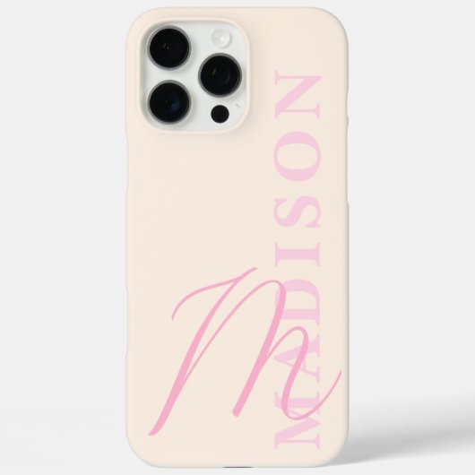 ピンクモダンミニマルイニシャルモノグラム Case-Mate iPhoneケース (裏面)