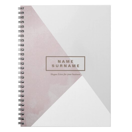 ピンクモダンミニマルオリーブ幾何学模様スパイラルフォト ノートブック (正面)
