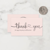 ピンクモダンミニマルスモールビジネスサンキュー ノートカード (正面/裏面インサイチュ)