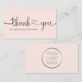 ピンクモダンミニマルスモールビジネスサンキュー ノートカード (正面/裏面)