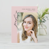 ピンクモダンミニマル写真卒業パーティー 招待状 (スタンド正面)