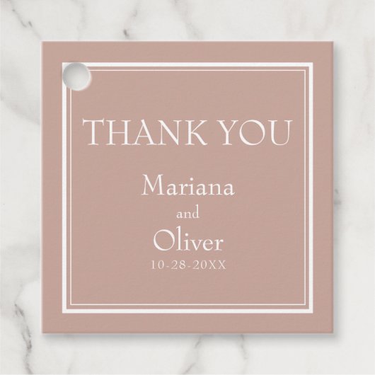 ピンクモダンミニマル結婚式の引き出物ラベル フェイバータグ (正面)