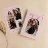 ピンクモダンミニマル5アーチ写真卒業 招待状