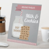 ピンクモダンミルクとCookieストライプの 台座サイン (インサイチュ)