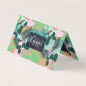 ピンクモダンミントトロピカルリーフクリエイティブデザイン 名刺 (正面)