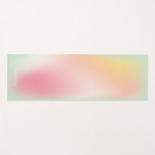 ピンクモダンミントパステルグラデーショングラディエントフィットネス ヨガマット (正面(横))