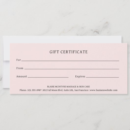 ピンクモダンムーンフェイズエレガントギフト証書 (裏面)