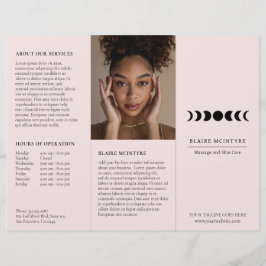 ピンクモダンムーンフェイズエレガント3折パンフレット