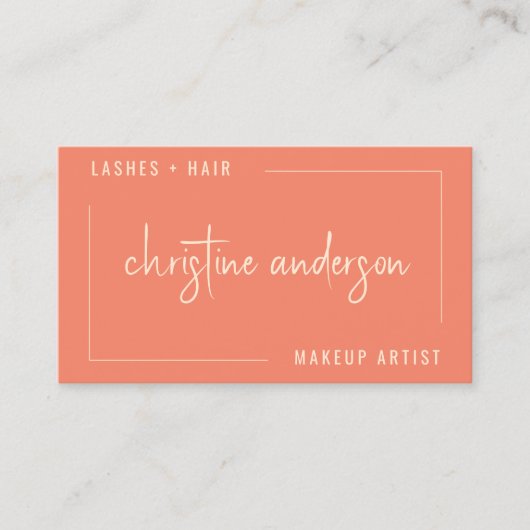 ピンクモダンメイクアップアーティスト美しいプロフェッショナル 名刺 (正面)