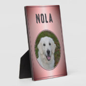 ピンクモダンメタリックドッグペット写真 フォトプラーク (側面)