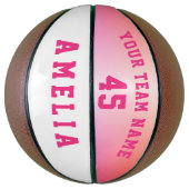 ピンクモダンメタリックプレーヤーチーム名番号 バスケットボール (縦)