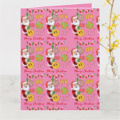 ピンクモダンメリークリスマス カード (黄色い花)