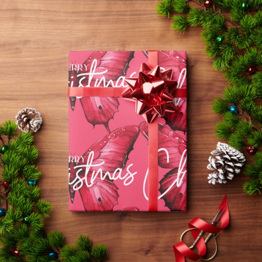 ピンクモダンメリークリスマス ラッピングペーパー (クリスマスギフト)