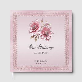 ピンクモダンモダンフラワーズゲストブック ゲストブック