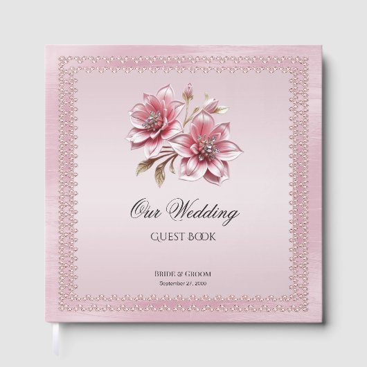 ピンクモダンモダンフラワーズゲストブック ゲストブック (正面)