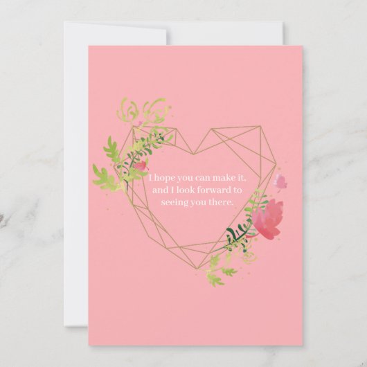 ピンクモダンモダンフローラスウィート16誕生日パーティー 招待状 (裏面)