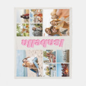 ピンクモダンモノグラパーソナライズされたム10フォトコラージュ フリースブランケット (正面)