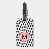 ピンクモダンモノグラムのラゲッジタグ ラゲッジタグ (正面縦)