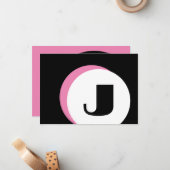 ピンクモダンモノグラムはっきりしたイニシャルノートカード ノートカード (正面/裏面インサイチュ)