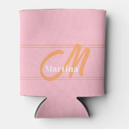 ピンクモダンモノグラムイニシャルクーラーボックス 缶クーラー