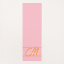 ピンクモダンモノグラムイニシャルヨガマット