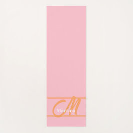 ピンクモダンモノグラムイニシャルヨガマット ヨガマット