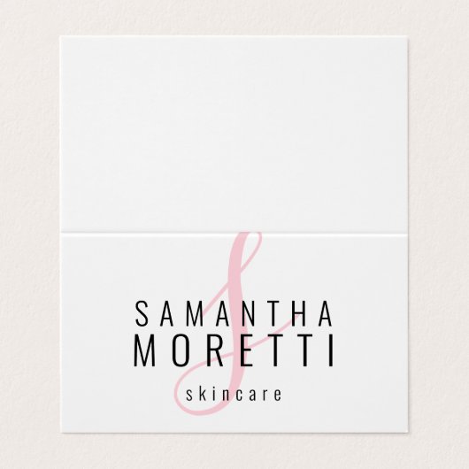 ピンクモダンモノグラムタイポグラフィスキンケア 名刺 (外部フラット)