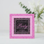 ピンクモダンライツディスコダンスパーティの招待状 招待状 (スタンド正面)