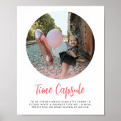 ピンクモダンラウンドフォトタイムカプセル ポスター (正面)