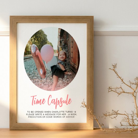 ピンクモダンラウンドフォトタイムカプセル ポスター