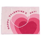 ピンクモダンラブハートハッピーバレンタインデー ラージペーパーバッグ (正面)