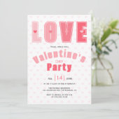ピンクモダンラブハートバレンタインデーパーティー 招待状 (スタンド正面)