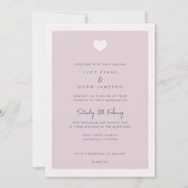 ピンクモダンラブハート結婚式招待状 招待状