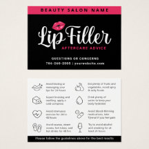 ピンクモダンリップフィラーアフターケア指示カード