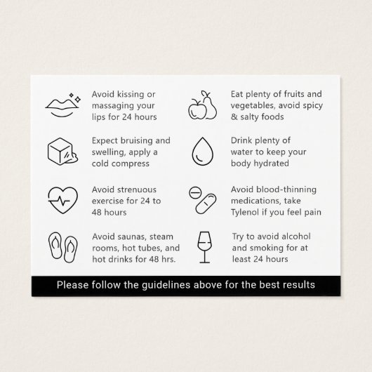 ピンクモダンリップフィラーアフターケア指示カード (裏面)