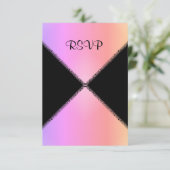 ピンクモダンレインボーウェディングRSVP 出欠カード (スタンド正面)