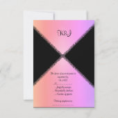 ピンクモダンレインボーウェディングRSVP 出欠カード (裏面)