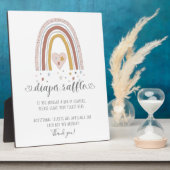 ピンクモダンレインボーハートスターズおむつラッフルサイン フォトプラーク (側面)