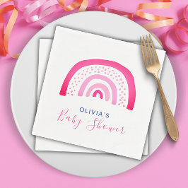 ピンクモダンレインボー赤ちゃんシャワーガール スタンダードカクテルナプキン