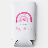 ピンクモダンレインボー赤ちゃんシャワーガール スリム缶クーラー (正面)