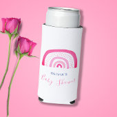 ピンクモダンレインボー赤ちゃんシャワーガール スリム缶クーラー