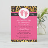 ピンクモダンレオパードプリントベビーシャワー招待状 招待状 (スタンド正面)