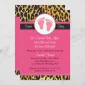 ピンクモダンレオパードプリントベビーシャワー招待状 招待状 (正面/裏面)