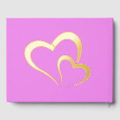 ピンクモダンレクトのゴールドフォイル誕生日。モノグラム | ゲストブック (裏面)