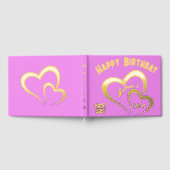 ピンクモダンレクトのゴールドフォイル誕生日。モノグラム | ゲストブック (全面)