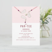 ピンクモダンレッツパーティーゴルフの誕生日 招待状 (スタンド正面)