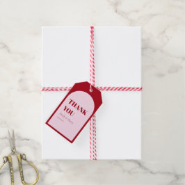 ピンクモダンレッドアーはっきりしたチ結婚式の引き出物 ギフトタグ