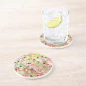 ピンクモダンレッドイエローグリーン大理石ルック抽象芸術 コースター (側面)