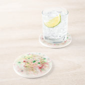 ピンクモダンレッドイエローグリーン抽象芸術テンプレート コースター (側面)